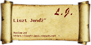 Liszt Jenő névjegykártya