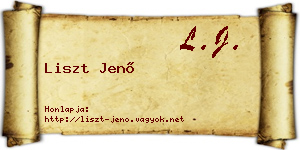 Liszt Jenő névjegykártya